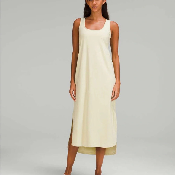 🆕 Lululemon Pima Cotton Open Back Midi Dress - Dewy - Picture 8 of 9